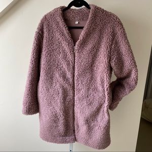 Uniqlo Oversized Chunky Fuzzy Fleece Sweater Zip Up Jacket